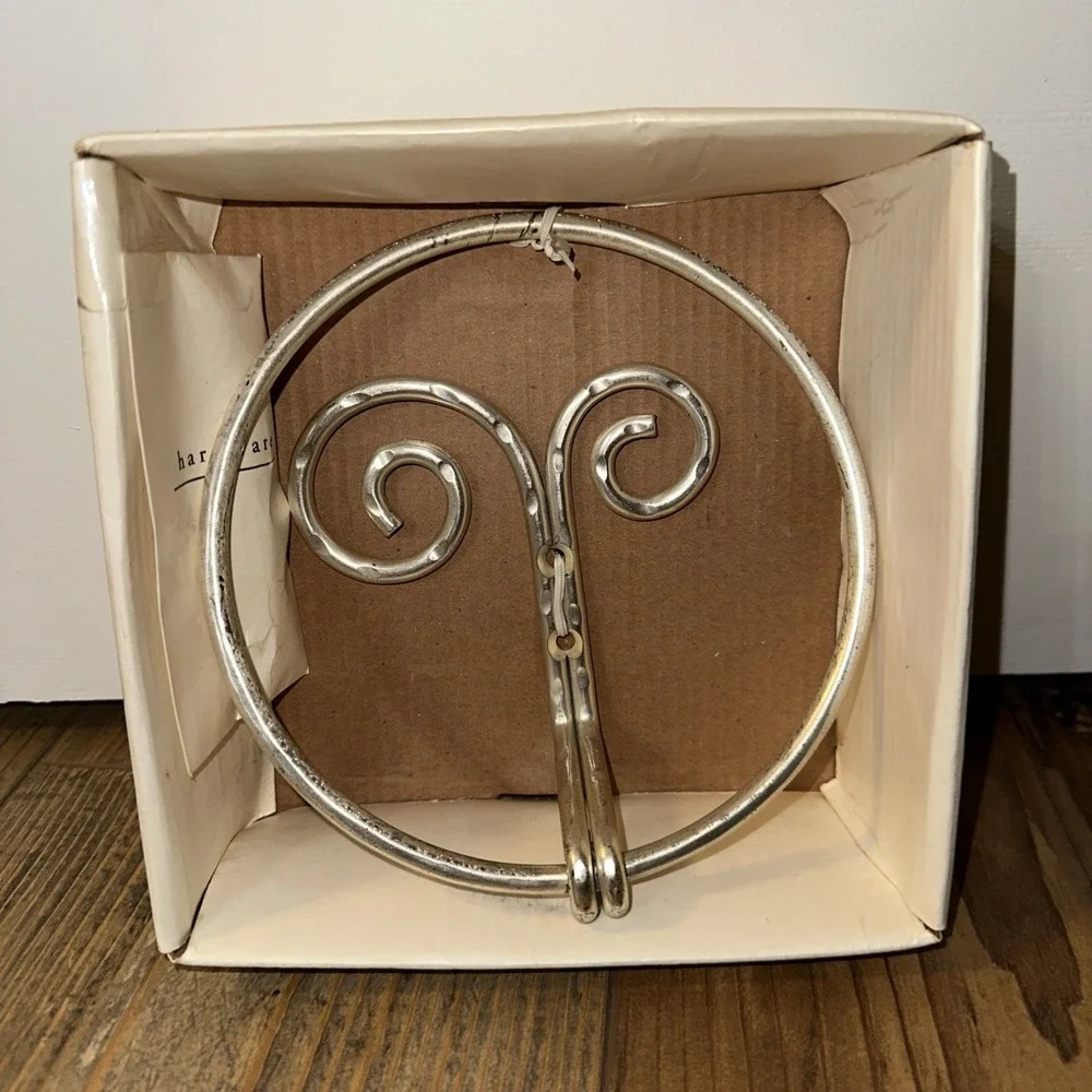 Mirabel Hand Towel Ring Silver Tone Metal Round Bathroom Decor Modernist